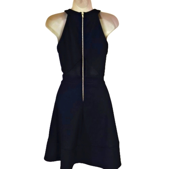 Emerald Sundae Black Sleeveless, Mesh Illusion A-Line Mini Dress,Large - Picture 3 of 16